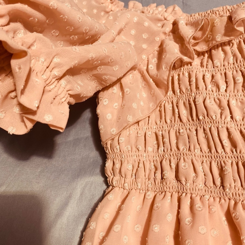 Orange Cream Ruffled Puff Sleeve Sundress - Picture 3 of 10